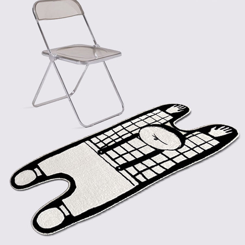Black Modern Rug Polyester Kids Indoor Rug Stain Resistant Rug for Living Room
