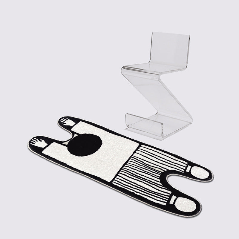 Black Modern Rug Polyester Kids Indoor Rug Stain Resistant Rug for Living Room