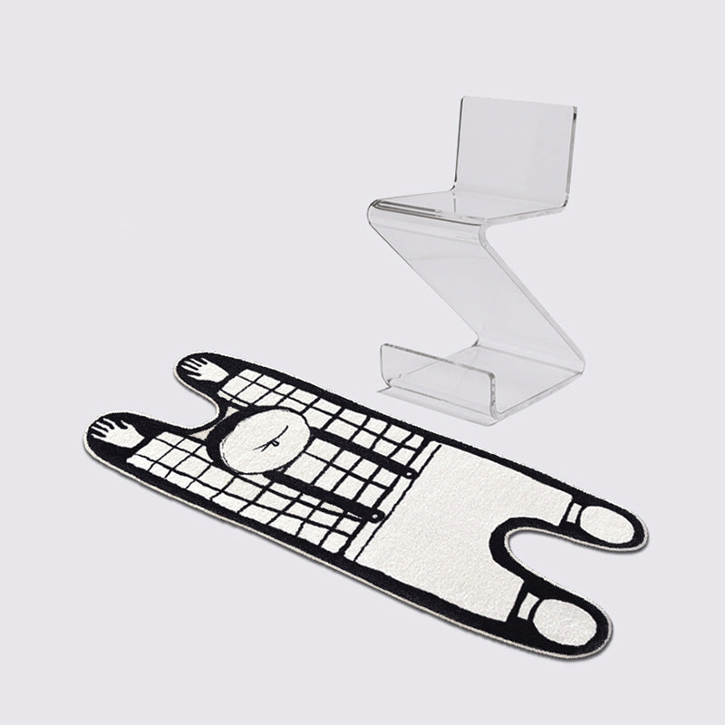 Black Modern Rug Polyester Kids Indoor Rug Stain Resistant Rug for Living Room