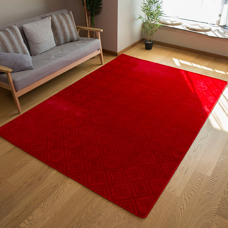 Dark Brown Diamond Rug Polyester Modern Rug Washable Rug for Drawing Room