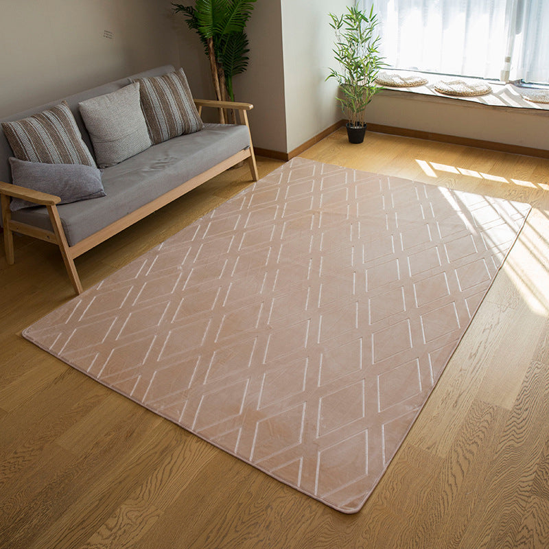 Dark Brown Diamond Rug Polyester Modern Rug Washable Rug for Drawing Room