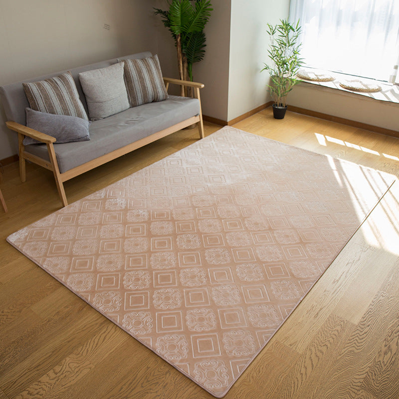 Dark Brown Diamond Rug Polyester Modern Rug Washable Rug for Drawing Room