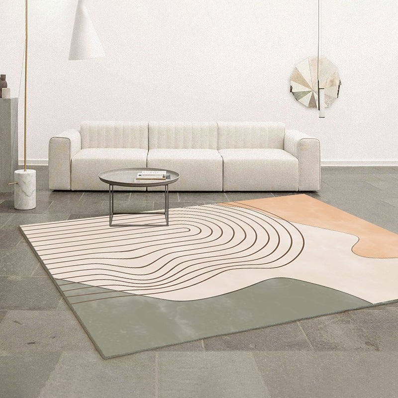 Pink Nordic Carpet Polyester Color Piece Area Carpet Washable Carpet for Living Room