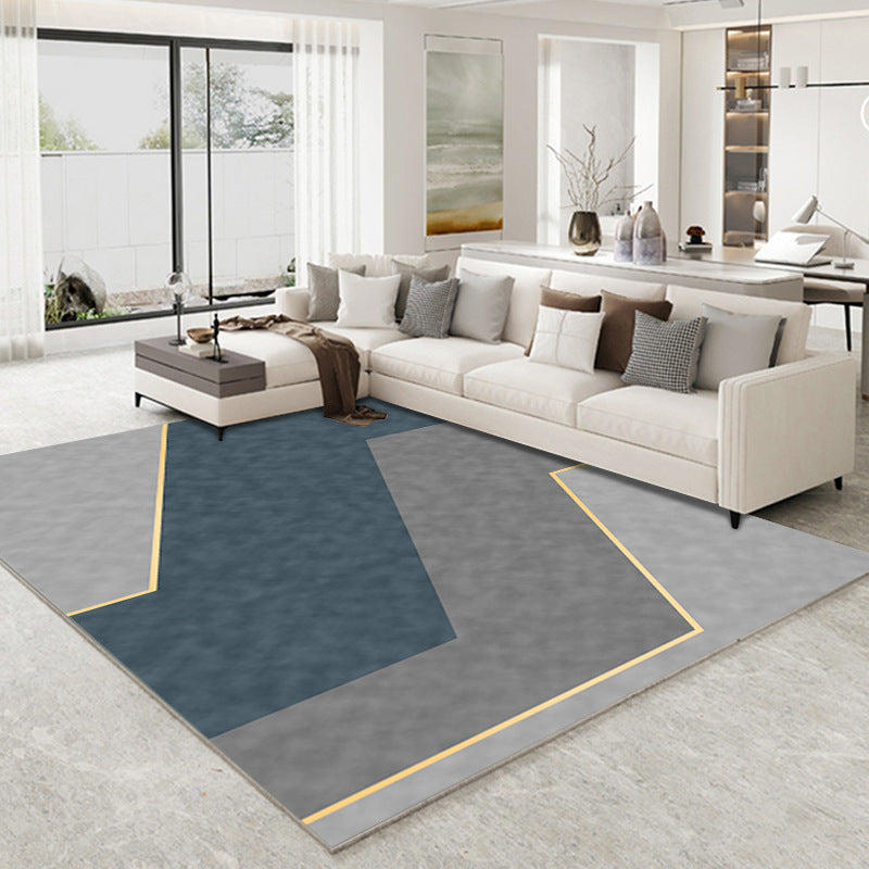 Dark Gray Modern Rug Polyester Moon Indoor Rug Non-Slip Backing Rug for Living Room