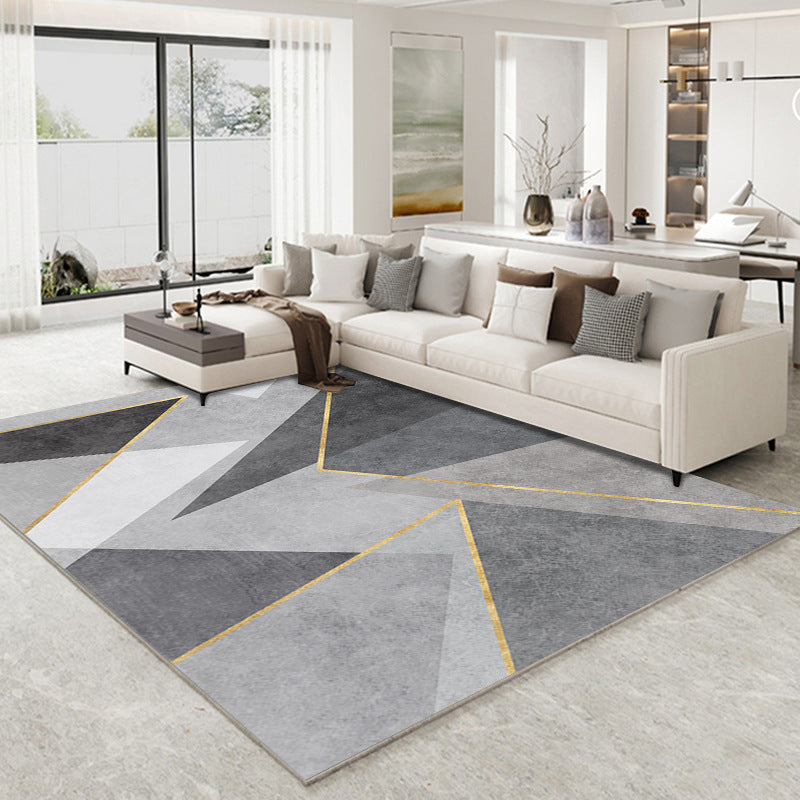 Dark Gray Modern Rug Polyester Moon Indoor Rug Non-Slip Backing Rug for Living Room