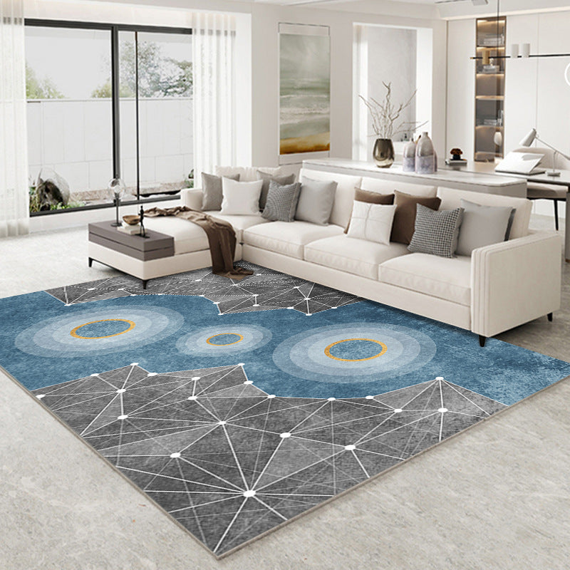 Dark Gray Modern Rug Polyester Moon Indoor Rug Non-Slip Backing Rug for Living Room