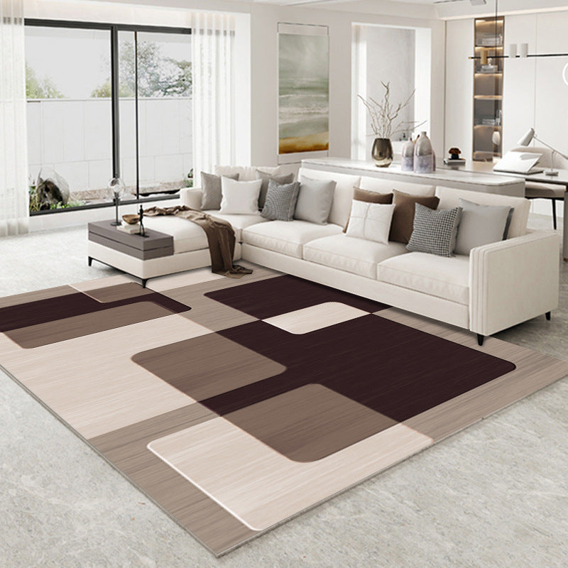 Dark Gray Modern Rug Polyester Moon Indoor Rug Non-Slip Backing Rug for Living Room