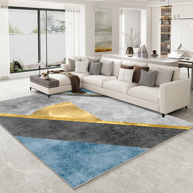Dark Gray Modern Rug Polyester Moon Indoor Rug Non-Slip Backing Rug for Living Room