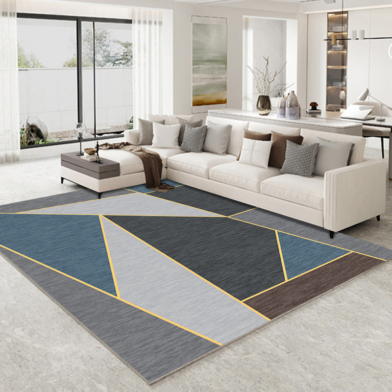 Dark Gray Modern Rug Polyester Moon Indoor Rug Non-Slip Backing Rug for Living Room