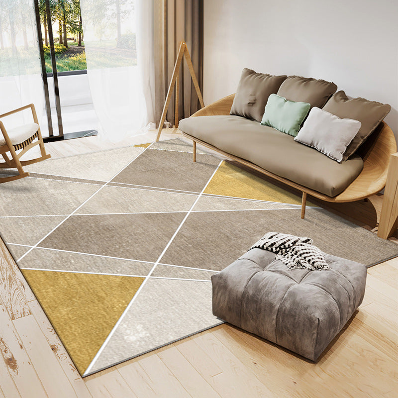 Light Yellow Graphic Carpet Polyester Simple Carpet Washable Carpet for Home Decor