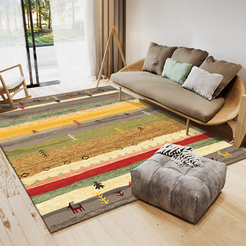 Light Yellow Graphic Carpet Polyester Simple Carpet Washable Carpet for Home Decor