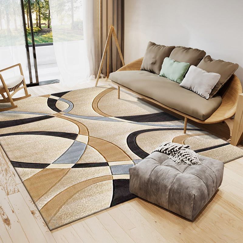 Light Yellow Graphic Carpet Polyester Simple Carpet Washable Carpet for Home Decor