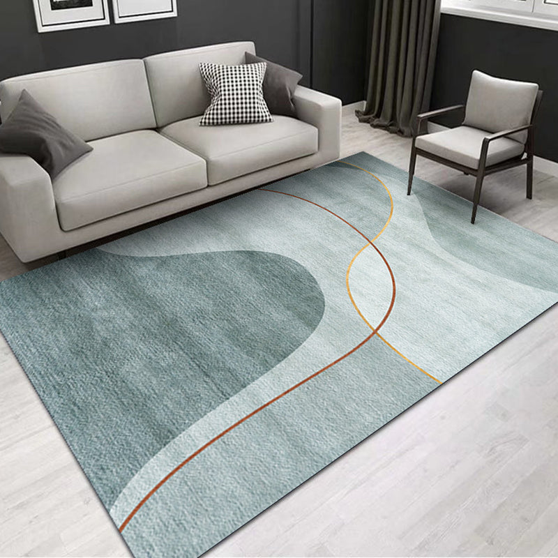 Beige Modern Carpet Polyester Line Carpet Non-Slip Backing Carpet for Drawing Room