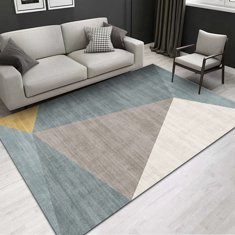 Beige Modern Carpet Polyester Line Carpet Non-Slip Backing Carpet for Drawing Room