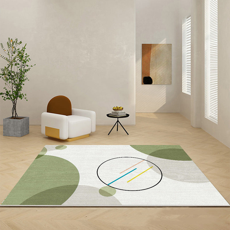 Green Modern Rug Polyester Color Piece Rug Washable Area Rug for Living Room