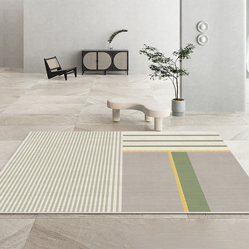 Green Modern Rug Polyester Color Piece Rug Washable Area Rug for Living Room