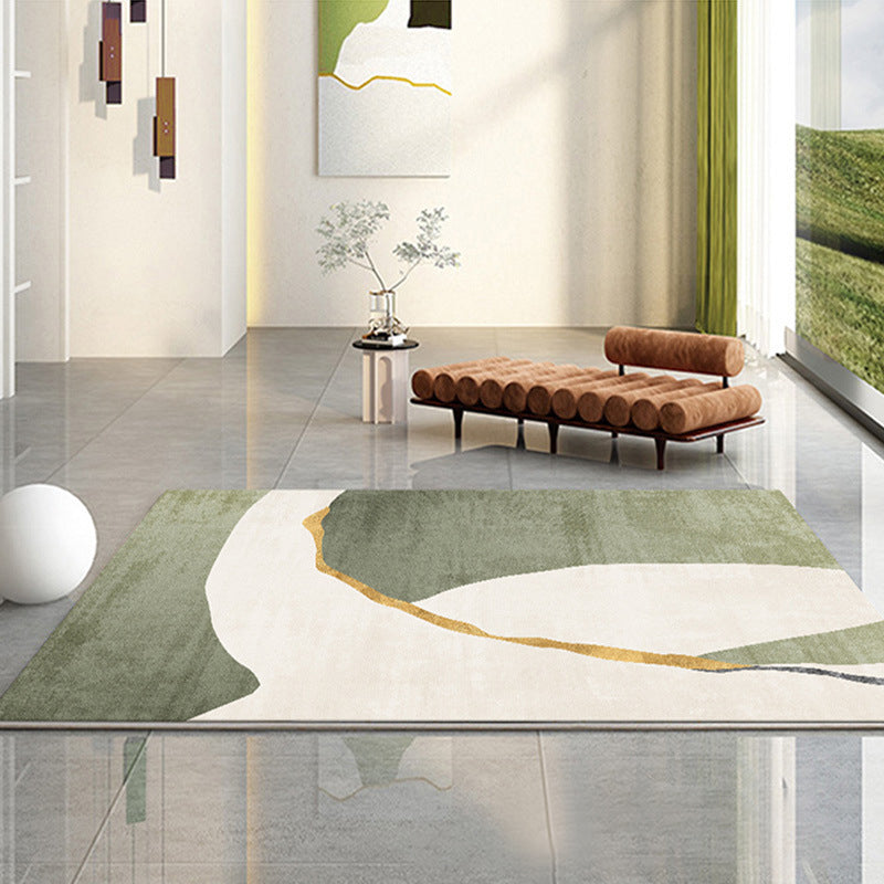 Green Modern Rug Polyester Color Piece Rug Washable Area Rug for Living Room