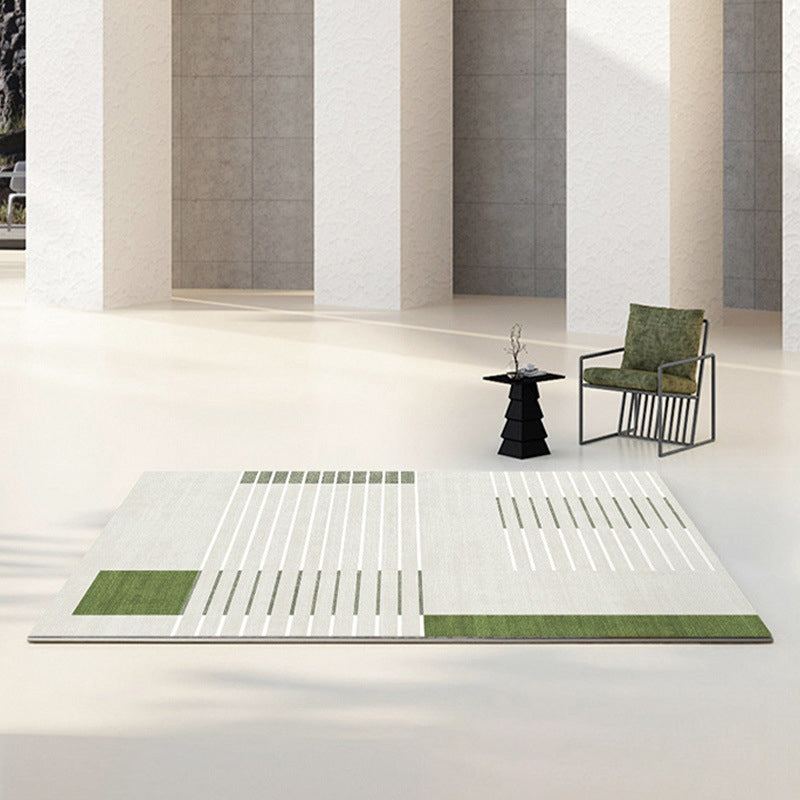 Green Modern Rug Polyester Color Piece Rug Washable Area Rug for Living Room