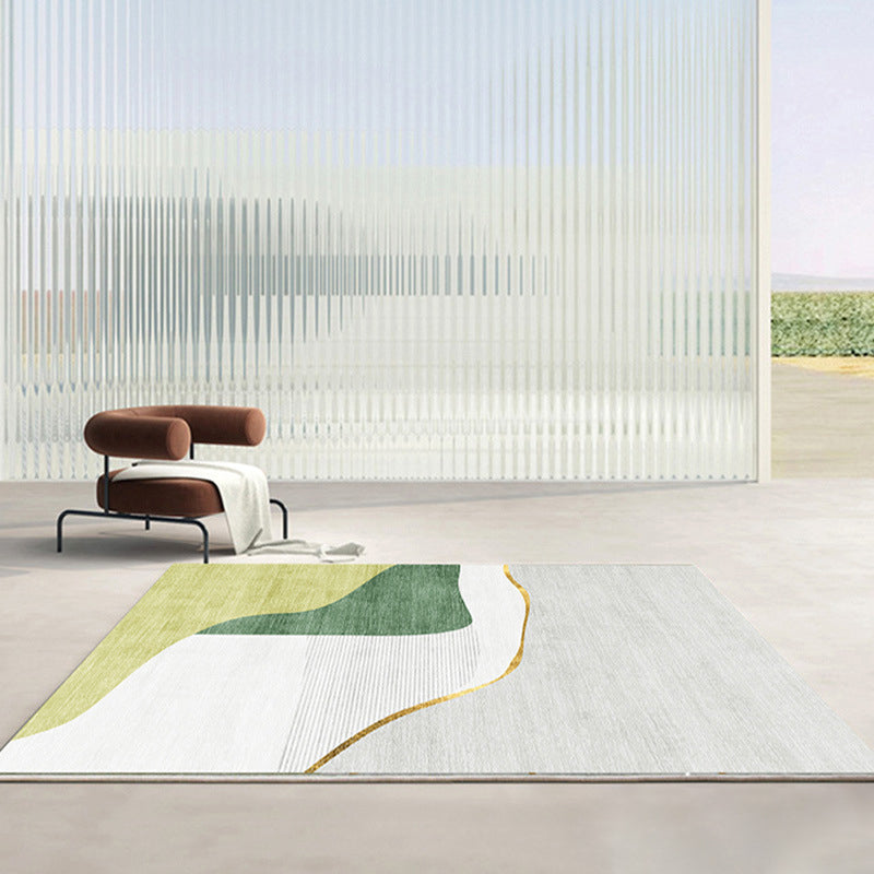 Green Modern Rug Polyester Color Piece Rug Washable Area Rug for Living Room