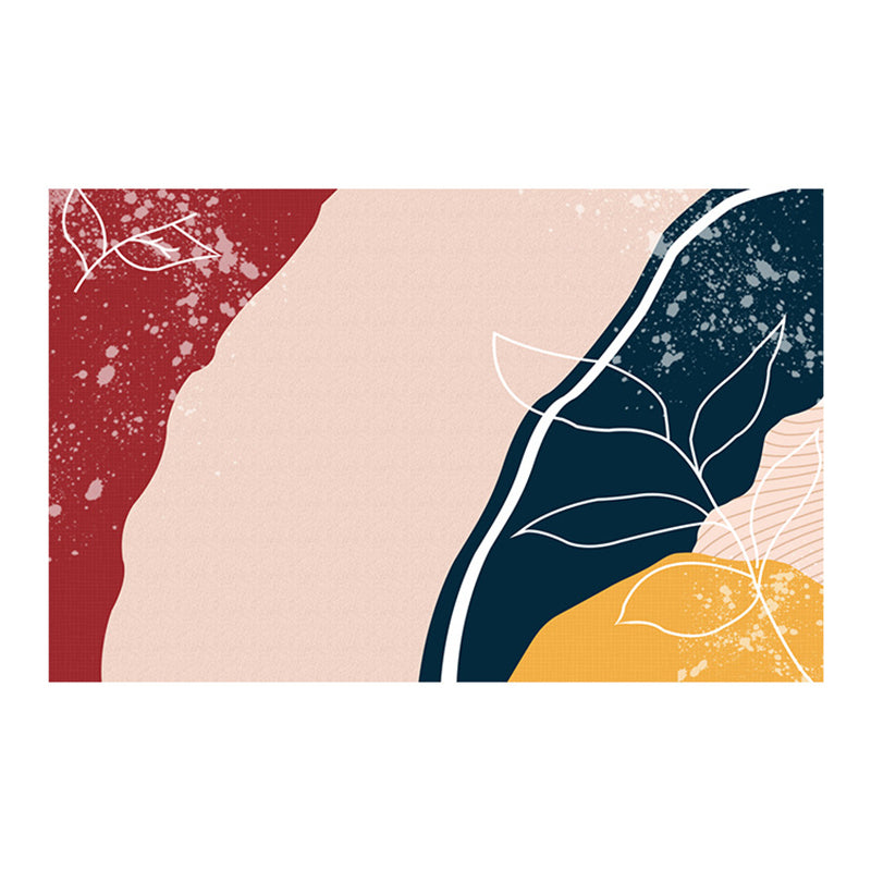 Pink Abstract Color Piece Rug Polyester Modern Rug Stain Resistant Rug for Living Room