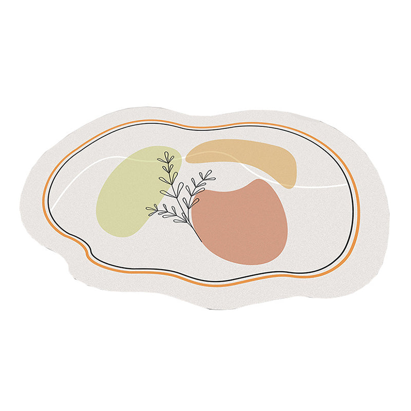 White Contrast Color Rug Polyester Modern Rug Stain Resistant Rug for Living Room