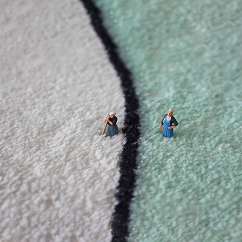 White Contrast Color Rug Polyester Modern Rug Stain Resistant Rug for Living Room