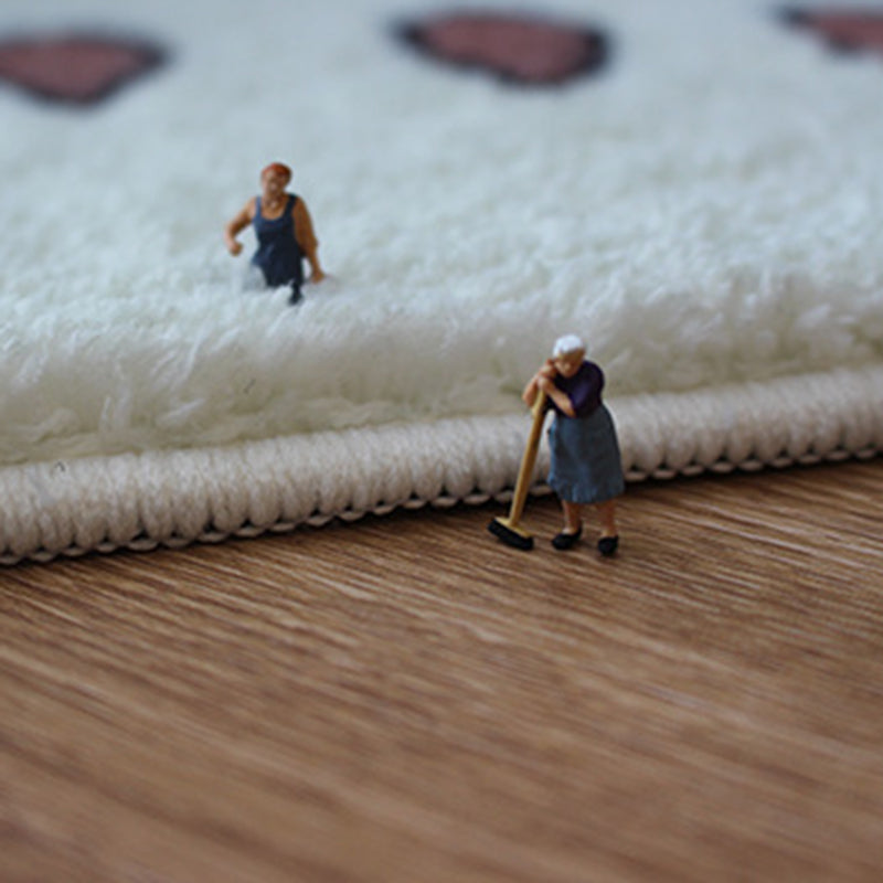 White Contrast Color Rug Polyester Modern Rug Stain Resistant Rug for Living Room