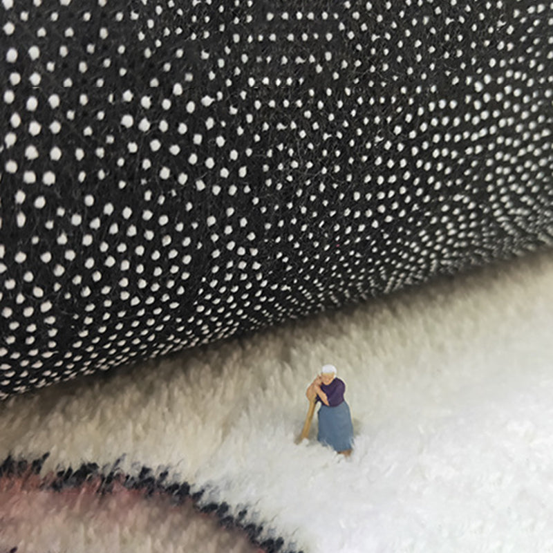 White Contrast Color Rug Polyester Modern Rug Stain Resistant Rug for Living Room