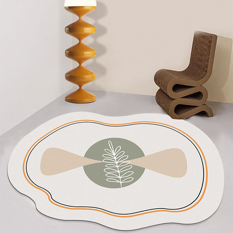 White Contrast Color Rug Polyester Modern Rug Stain Resistant Rug for Living Room