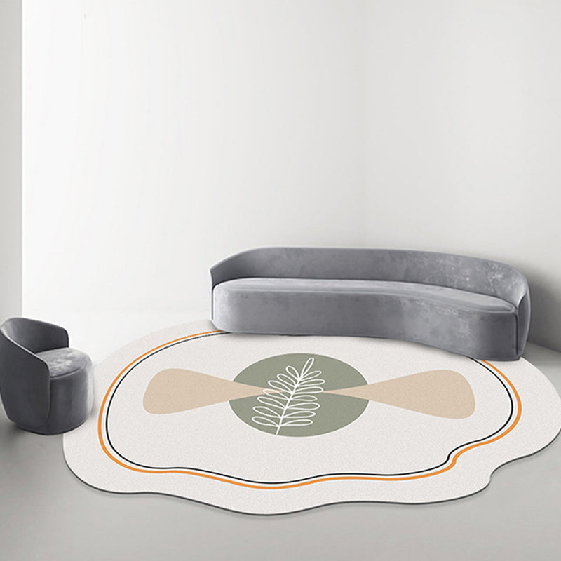 White Contrast Color Rug Polyester Modern Rug Stain Resistant Rug for Living Room