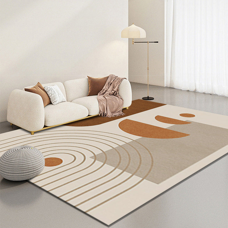 Gray Modern Carpet Polyester Semicircle Carpet Washable Carpet for Home Decor