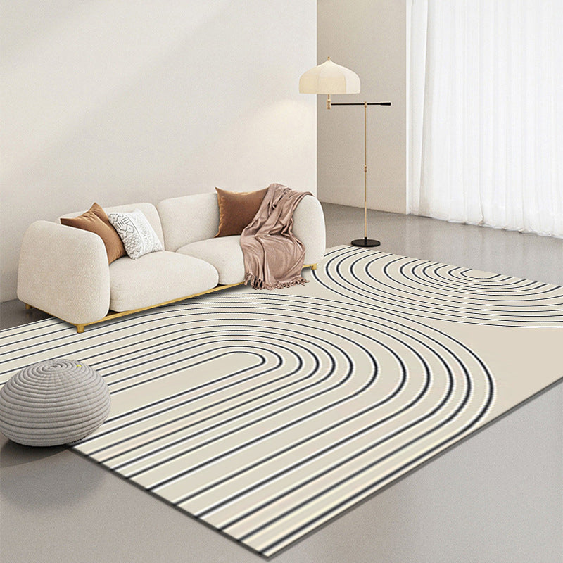 Gray Modern Carpet Polyester Semicircle Carpet Washable Carpet for Home Decor