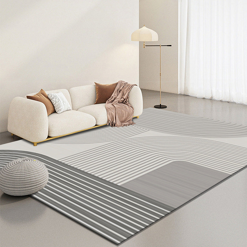 Gray Modern Carpet Polyester Semicircle Carpet Washable Carpet for Home Decor