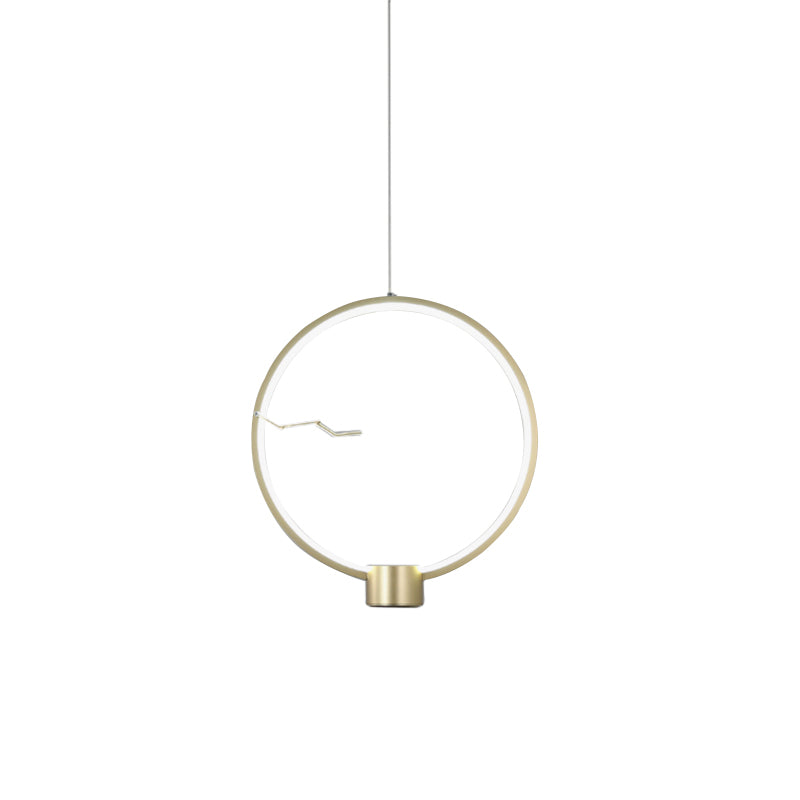 Ring Metal Hanging Pendant Light Minimalist LED Gold Ceiling Lamp Fixture in White/Warm Light