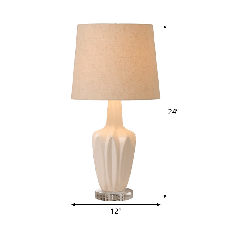 Lampe de table de chevet à tambour conique tissu contemporain 1 ampoule lampe de lecture en blanc
