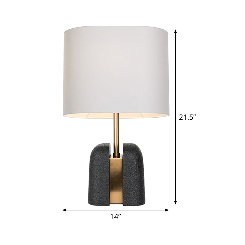 Lampada da comodino modernista a 1 lampadina Lampada da lettura oblunga nera con paralume in tessuto