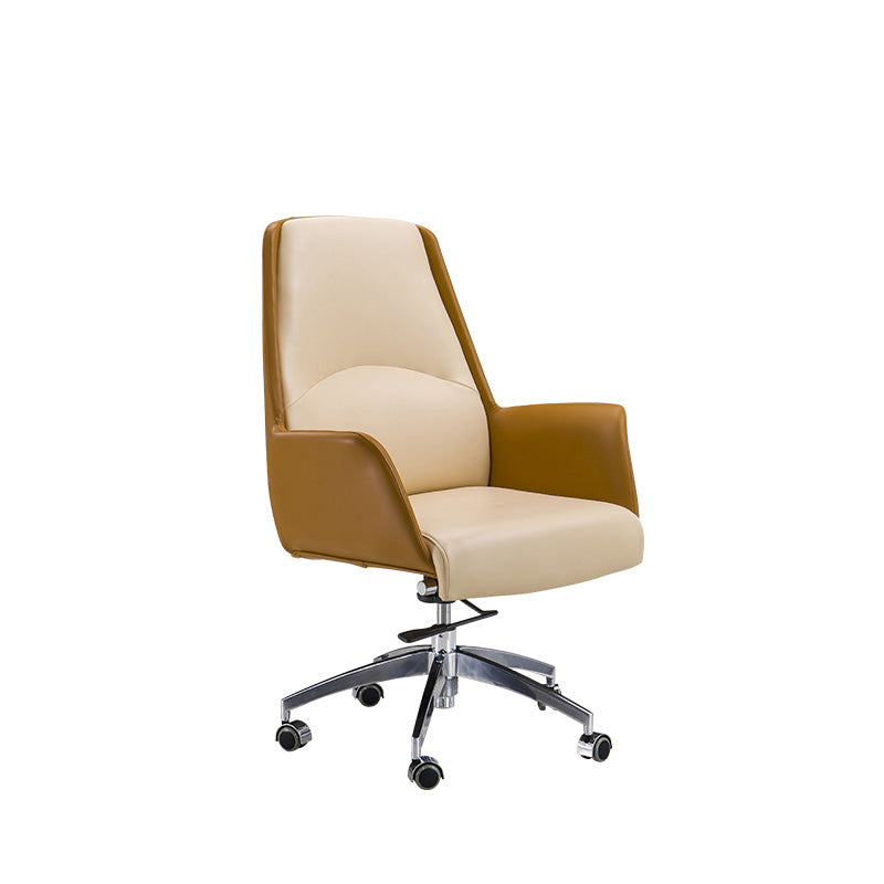Armless Faux Leather Office Chair Modern Height-adjustable Executive Chair