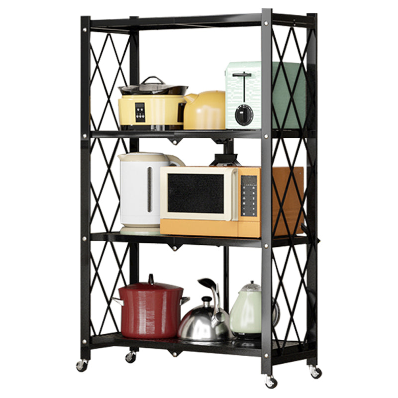 Metal Floating Bookcase Contemporary Style Open Back Bookshelf with Wheels