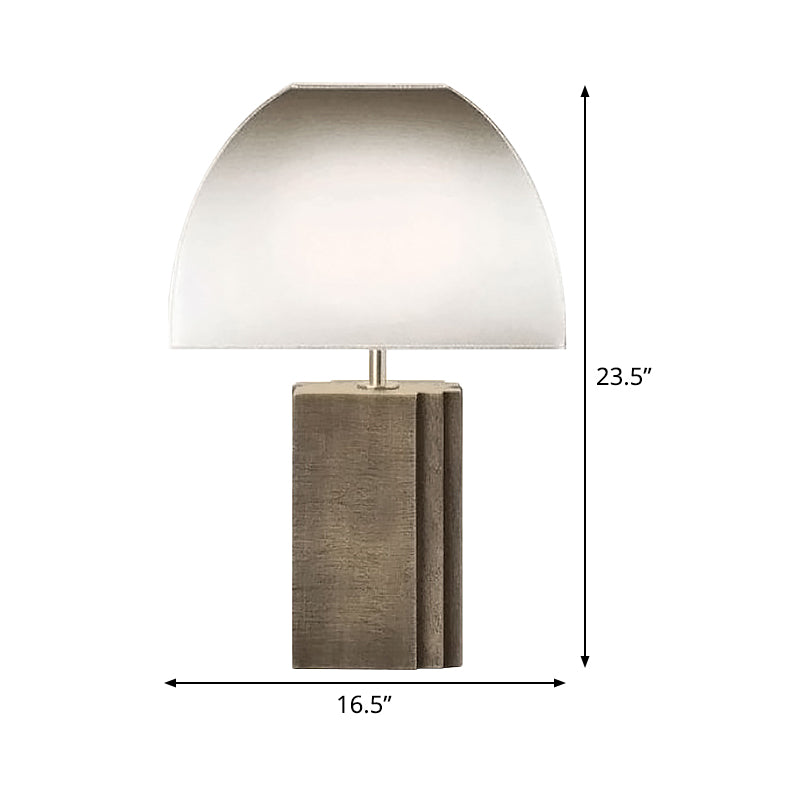 Grijze curvy taaklamp modern 1 kopstoffen bureau licht met rechthoekige harsbasis