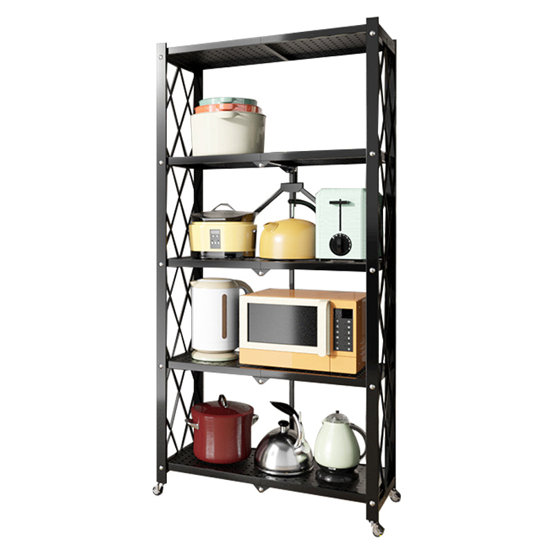 Metal Floating Bookcase Contemporary Style Open Back Bookshelf with Wheels