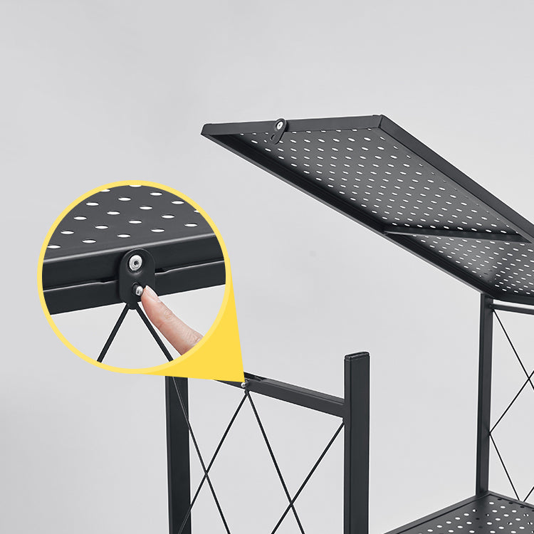 Metal Floating Bookcase Contemporary Style Open Back Bookshelf with Wheels