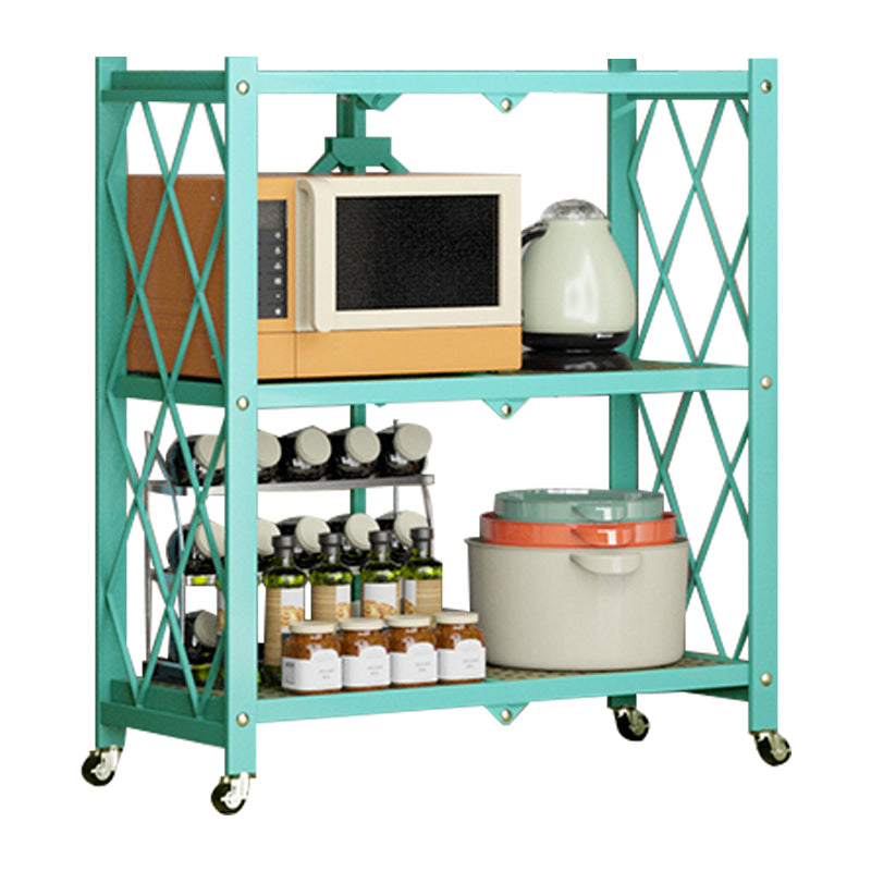 Metal Floating Bookcase Contemporary Style Open Back Bookshelf with Wheels