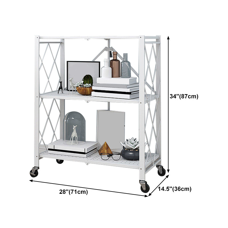 Metal Floating Bookcase Contemporary Style Open Back Bookshelf with Wheels