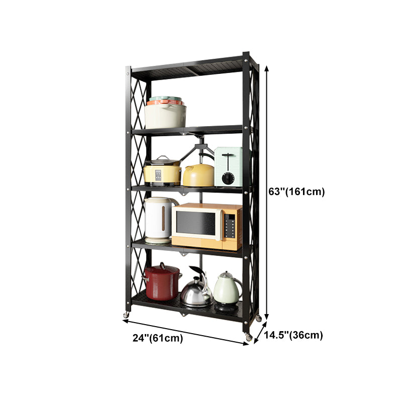 Metal Floating Bookcase Contemporary Style Open Back Bookshelf with Wheels