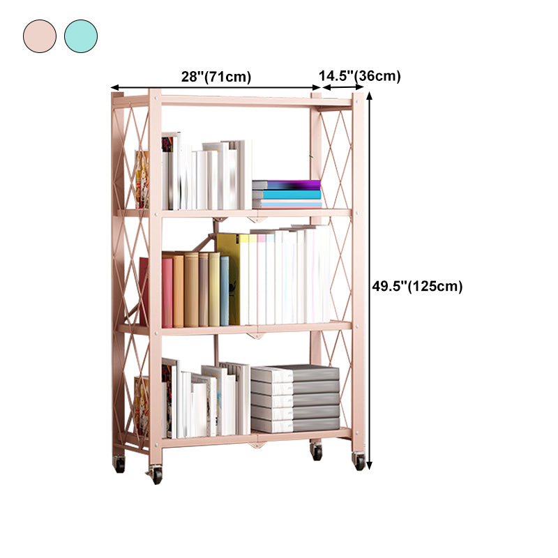 Metal Floating Bookcase Contemporary Style Open Back Bookshelf with Wheels