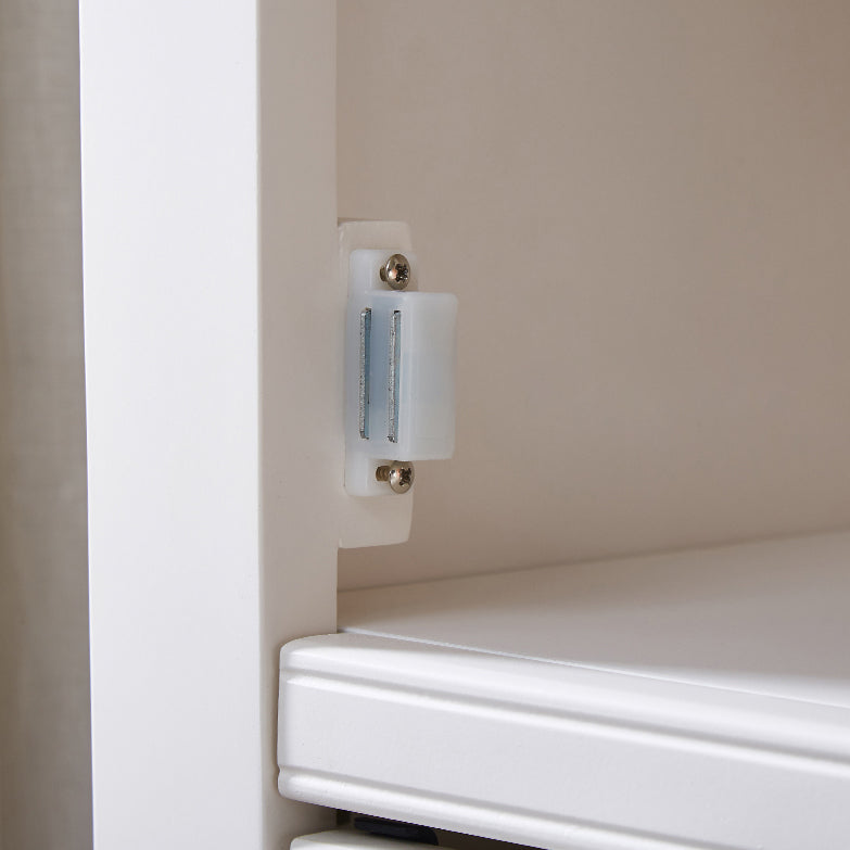 White Vertical Standard Bookcase Solid Wood Bookshelf with Glass Doors