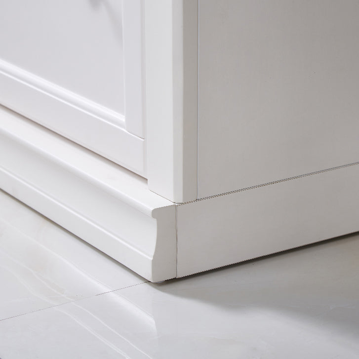 White Vertical Standard Bookcase Solid Wood Bookshelf with Glass Doors