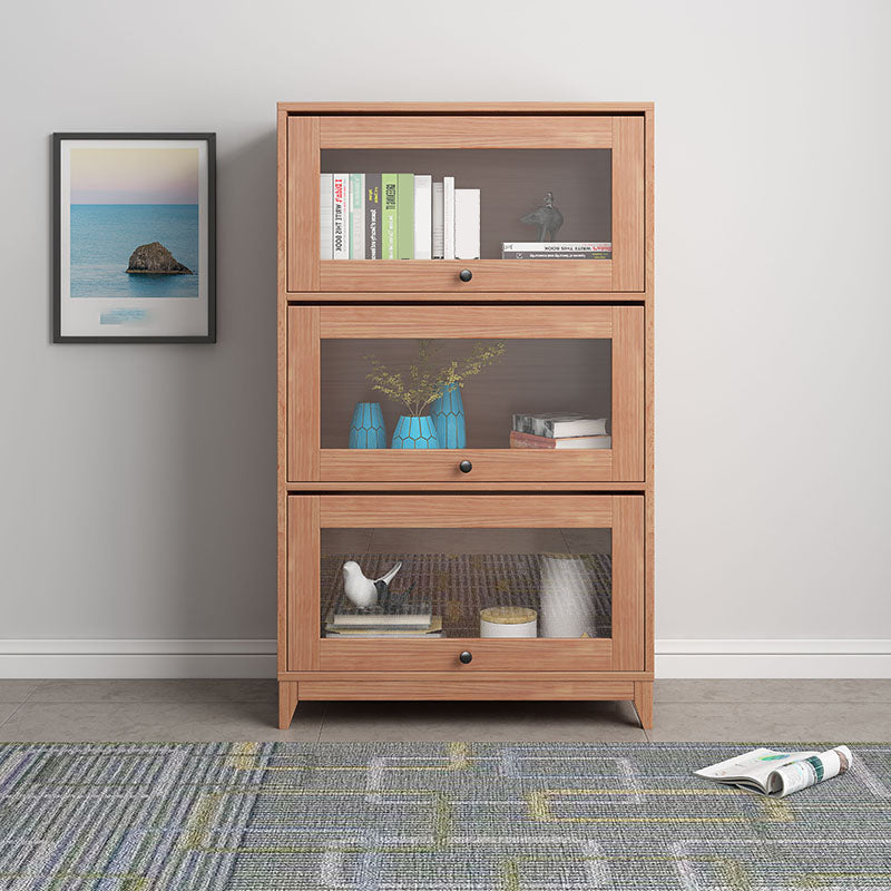Contemporary Wooden Bookcase Vertical Closed Back Bookshelf for Home Office