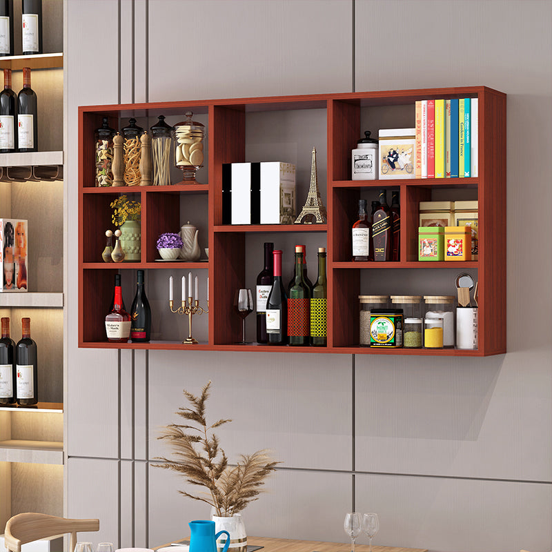 Contemporary Wall Unit Bookshelf Horizontal Manufactured Wood Bookcase