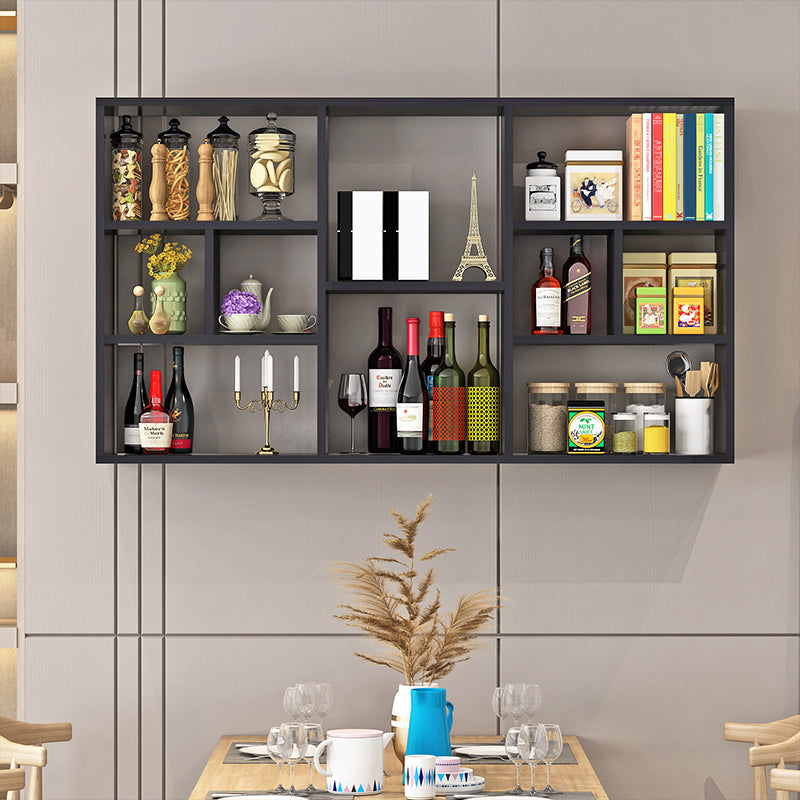 Contemporary Wall Unit Bookshelf Horizontal Manufactured Wood Bookcase